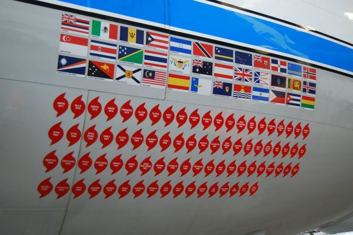 Hurricane symbols on NOAA WP-3D Orion N43RF