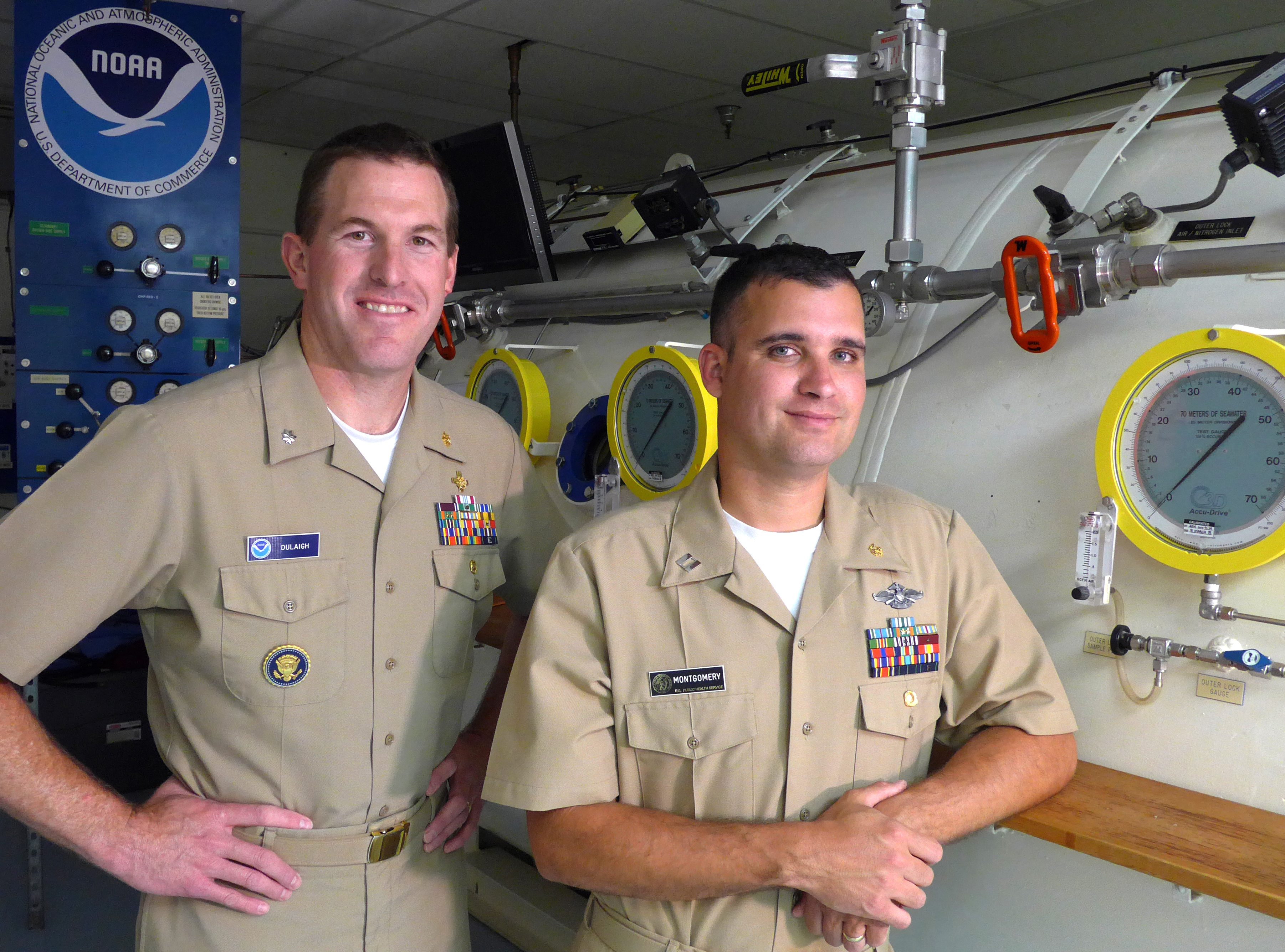 Diving Medical Officers Cmdr. Joel Dulaigh and Lt. Gary Montgomery