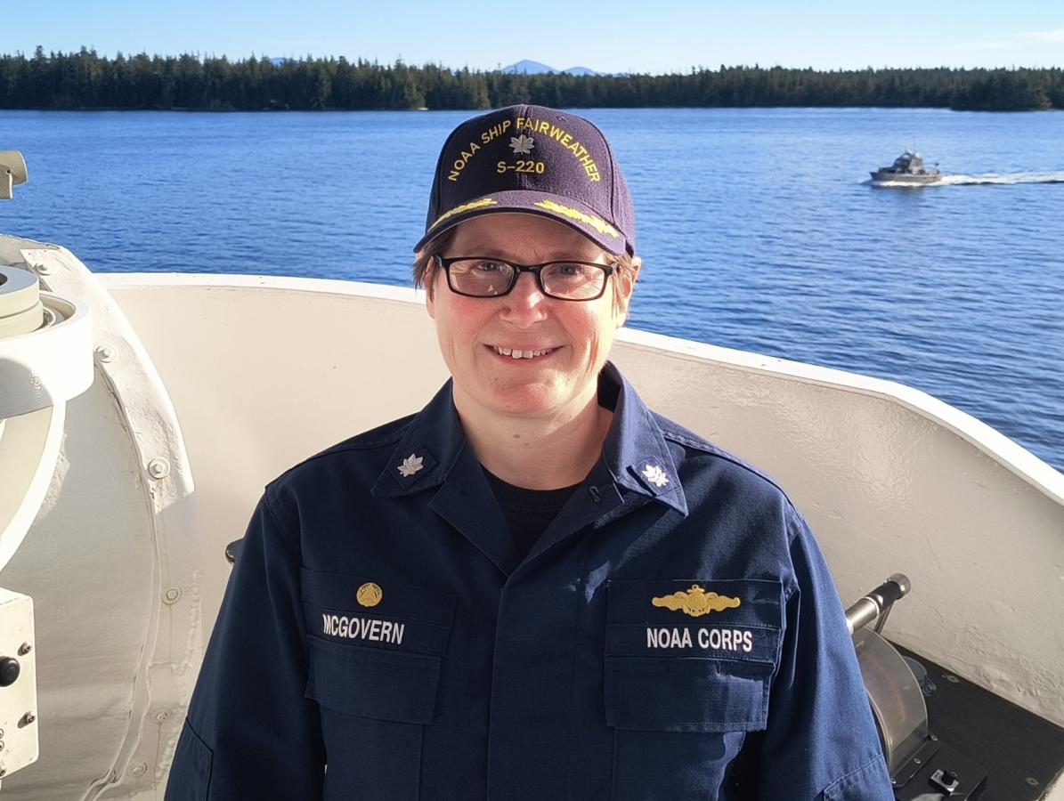 A female NOAA Corps officer aboard NOAA Ship Fairweather