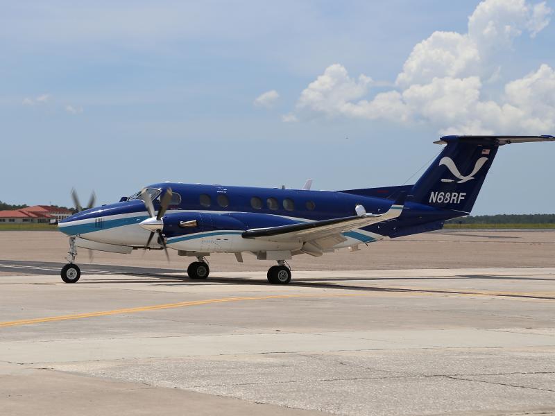 NOAA King Air 350 CER aircraft prepares for takeoff