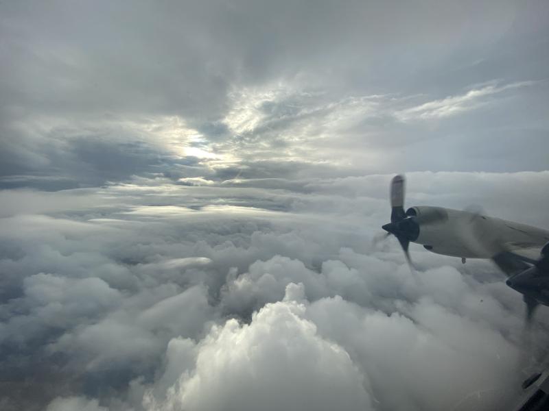 The eye of Hurricane Ida on NOAA WP-3D Orion N43RF Miss Piggy the morning of August 28, 2021