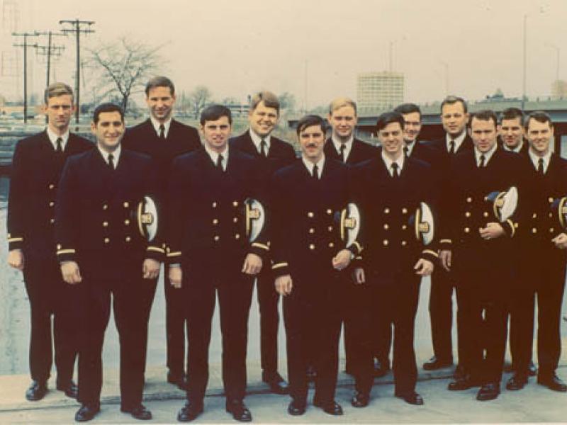 (left to right) Front Row: Roger DeVivo, Lester Smith, Lewis Lapine, R. Marshall Dixon, Dale Hodges, Carl Peters Back Row: John