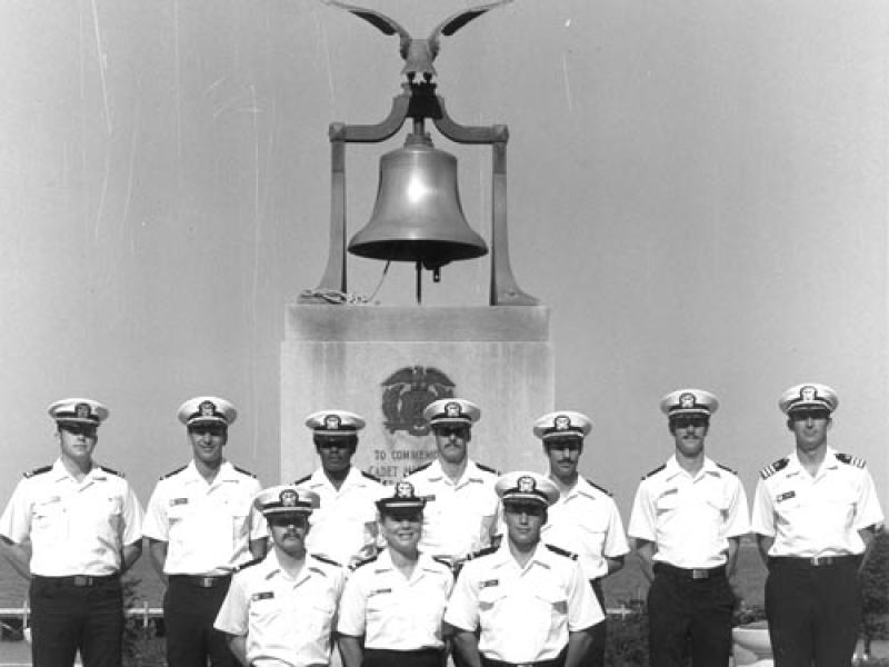 Back Row: Parsons, James M. Sherwood, Michael Mallette, John W. Humphrey, Jr., Goldenberg, Bergmann, CDR Walter F. Forster II (