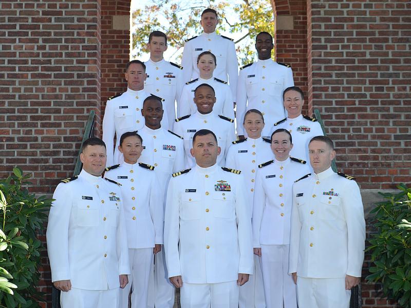 NOAA Corps Basic Officer Training Class 138 members in their service dress white uniforms
