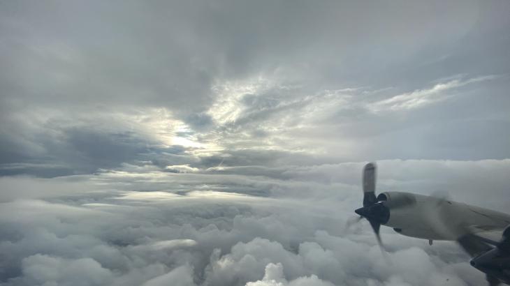 The eye of Hurricane Ida on NOAA WP-3D Orion N43RF Miss Piggy the morning of August 28, 2021