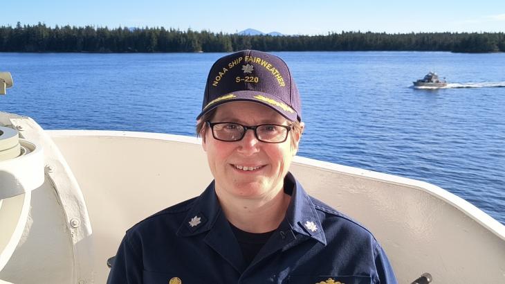 A female NOAA Corps officer aboard NOAA Ship Fairweather