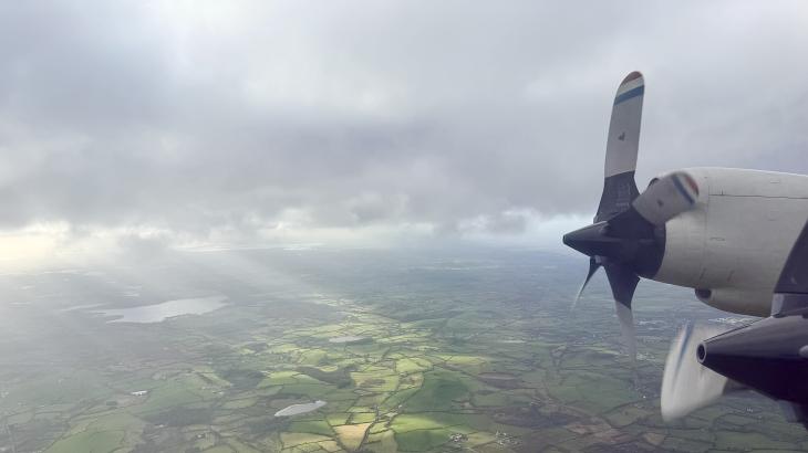 Ireland as seen from the window of a NOAA Lockheed WP-3D Orion aircraft