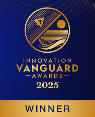 A commemorative graphic with the words 'Innovation Vanguard Awards 2025, Winner' on it